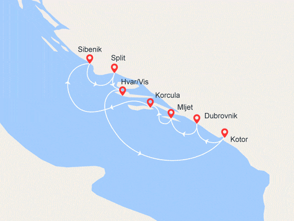 itin&eacute;raire croisi&egrave;re Croatie/Adriatique : La Croatie et le Monténégro (DHD_PP) 