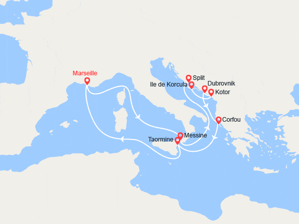 itin&eacute;raire croisi&egrave;re Méditerranée Orientale : La Croisière de l’Humour  : Splendeurs de l'Adriatique 