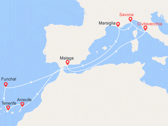 itinéraire croisière Mediterraneo Occidentale : Le Isole del Sole (3 e 25 ottobre)
