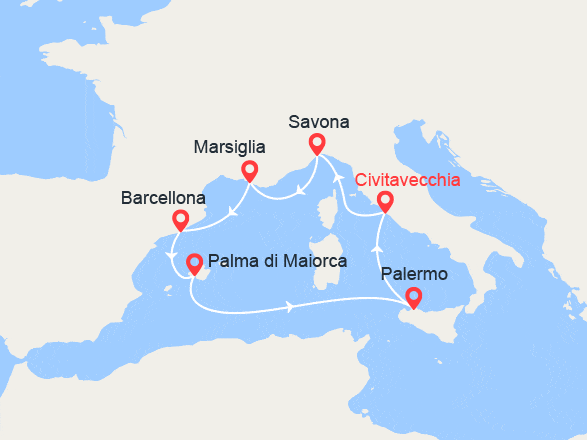 itinéraire croisière Mediterraneo Occidentale : Magico Mediterraneo