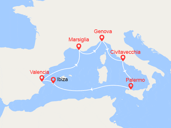 itinéraire croisière Mediterraneo Occidentale : Magico Mediterraneo