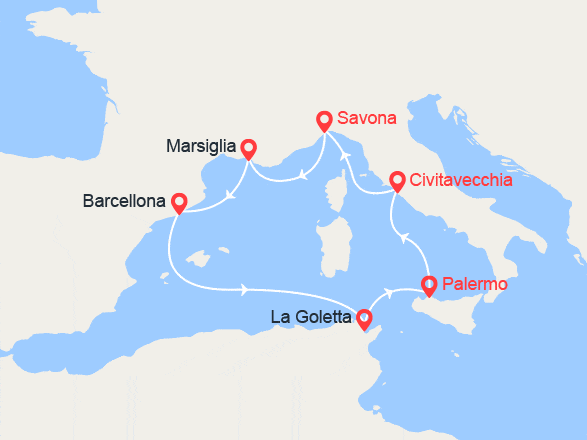 itinéraire croisière Mediterraneo Occidentale : Magico Mediterraneo