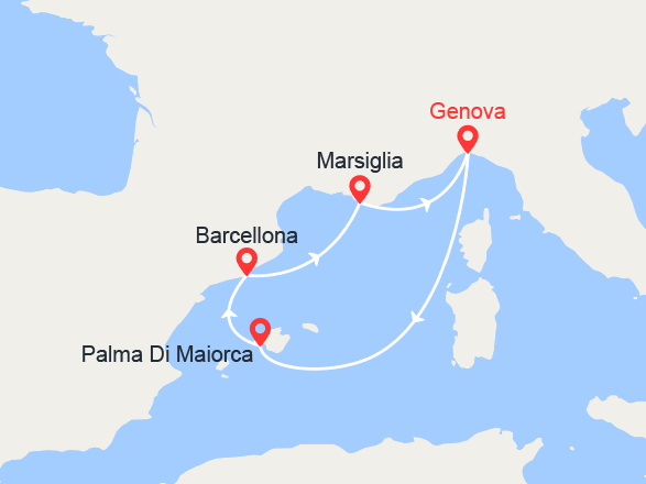 itinéraire croisière Mediterraneo Occidentale - Mediterraneo Occidentale : Maiorca, Barcellona, Marsiglia 