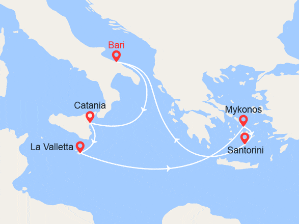 itinéraire croisière Mediterraneo Orientale : Malta e Grecia