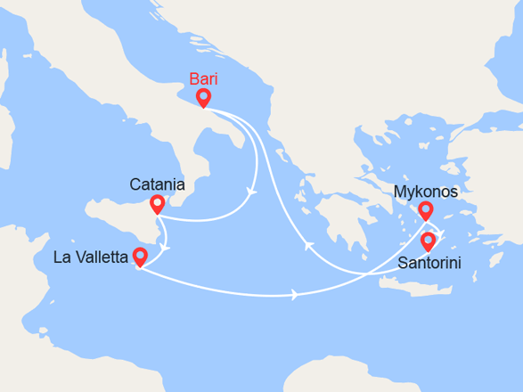 itinéraire croisière Mediterraneo Orientale : Malta e Grecia 