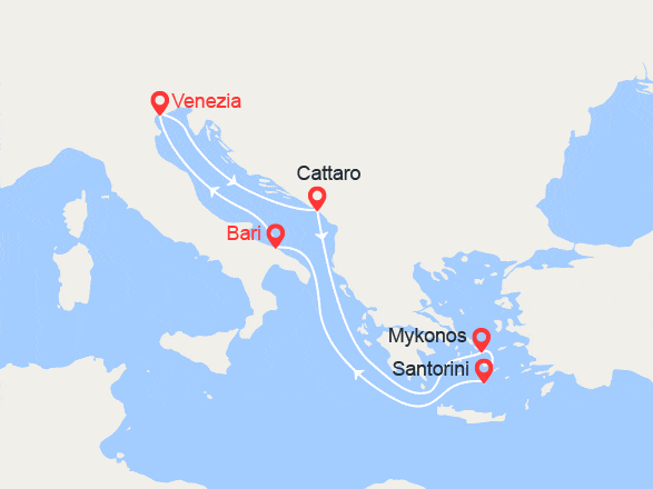 itinéraire croisière Mediterraneo Orientale : Montenegro, Grecia