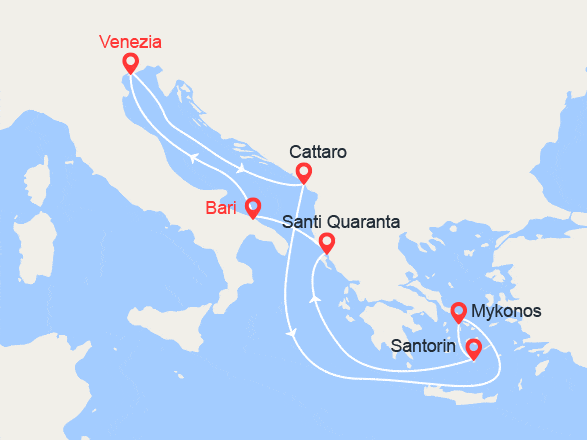 itinéraire croisière Mediterraneo Orientale - Mar Nero : Montenegro, Grecia, Albania
