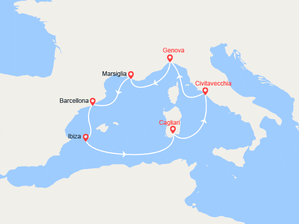 itinéraire croisière Mediterraneo Occidentale : Provenza, Ibiza, Italia
