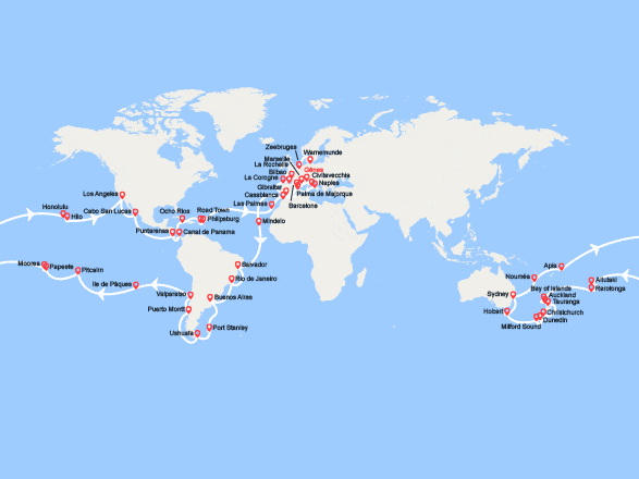 itinéraire croisière Tour du Monde : Tour du Monde 2027 au départ de Gênes 