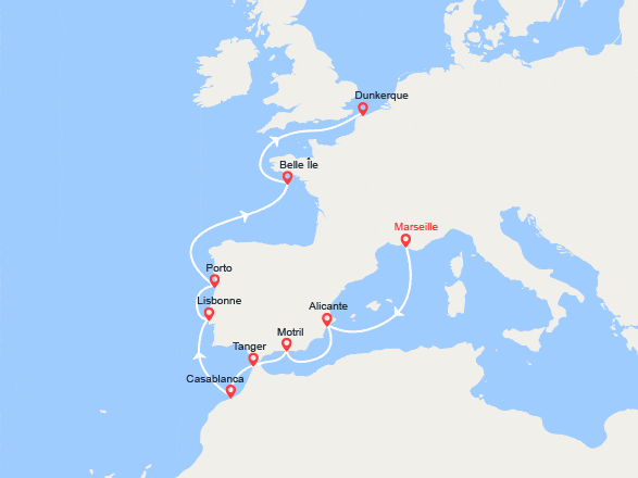 itin&eacute;raire croisi&egrave;re Méditerranée Orientale : Trésors de l'Atlantique 